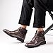 Holy dove Mens Oxford Leather Dress Boots Cap Toe Side Zip Fashion Mid Top Chukka Ankle Boots for Men Size 8