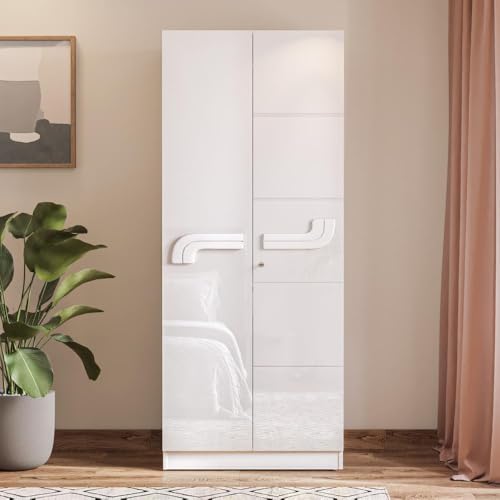 Image of Wakefit Wardrobe for Bedroom | 1 Yr Warranty | Cupboard for Bedroom, Almirah, Wooden Wardrobe, Multi-Shelves Storage with Drawer & Hanger, Density:680-750 kg /m, Free Installation (Tafetta- FW)