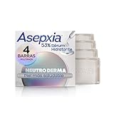 Asepxia, Jabón en barra Neutro jabón facial y corporal, 53% Serum Hidratante, 4 x 100g