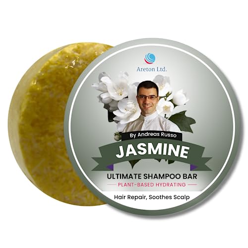 Champú sólido en barra - acondicionador natural - cabello seco, repara el cabello, nutrición profunda - hidratación a base de plantas, previene puntas abiertas - champú sólido natural- 60gr (Jazmín)