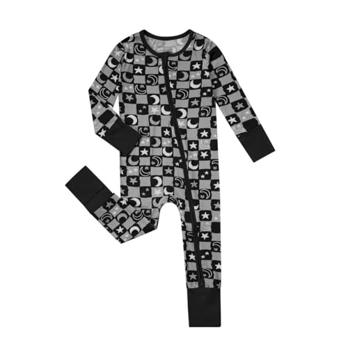 Teach Leanbh Unisex Baby Bamboo Viscose Pajamas with Mittens and Feet Cuffs 2 Way Zipper Long Sleeve Romper Sleep and Play