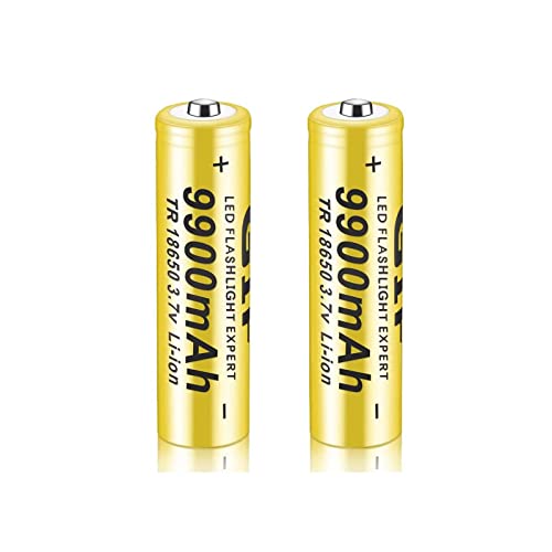 Piles Rechargeables 18650 3.7V 18650 Batterie Piles 9900mAh Lithium Li-ION Piles Haute Capacité Bouton Top Batterie Piles pour Lampes de Poche, Lampe frontale Cover