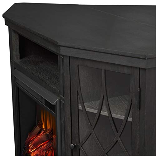 Bowery Hill Modern Solid Wood Corner Fireplace Tv Stand Mantel Heater With Remote Control, Adjustable Led Flame 1500W In Gray #TOP4