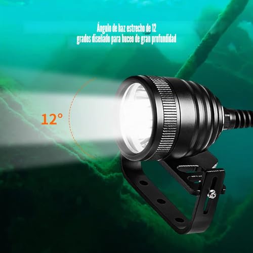 Linterna de buceo WD70 diseño dividido cable 3000 lúmenes submarina 3
