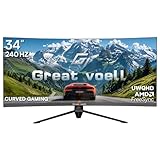 Great voell 240Hz 34 Zoll Curved Gaming Monitor, UWQHD(3440x1440), 1500R, PC Bildschirm, 21:9, VA Panel, 127% sRGB, FreeSync, HDR10, HDMI & DisplayPort, VESA 100mm x100 mm