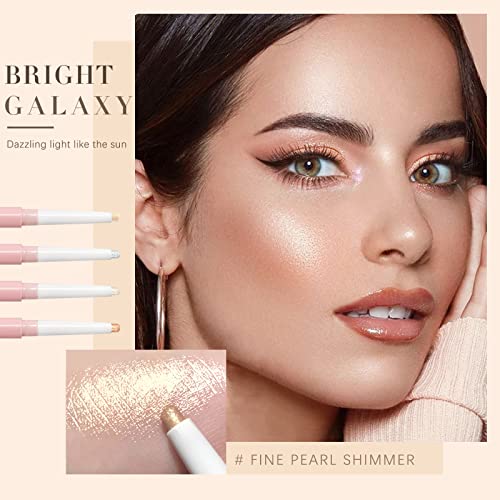 Newbang 4Pcs White Eyeshadow Pencil,Glitter Shimmer Matte Hypoallergenic Eyeshadow Pen,Neutral Cream Eye Shadow Stick,Long Lasting Waterproof Lying Silkworm Brightening Pen Set #TOP1
