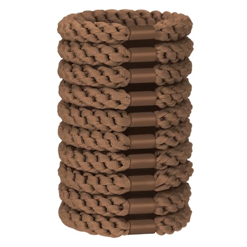 JessLab Gomas para el Cabello, 10 Piezas Suaves Sin Daño Elásticas para Cola de Caballo Accesorio de Diadema para Mujeres y Niñas, Marrón