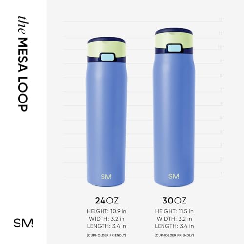Simple Modern Mesa Loop Water Bottle with Straw | 30oz Cup Holder Friendly Insulated Stainless Steel Bottles for Travel, Sports and School | Neptune