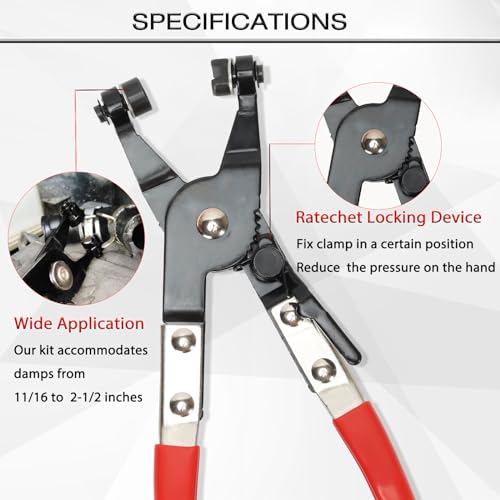 image for ReluxGo Hose Clamp Pliers, 9pcs Wire Long Reach Wire Spring Hose Clamp