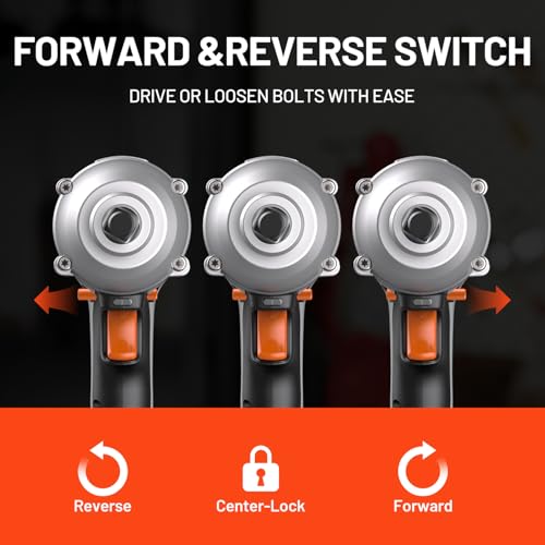 LiTHELi 20V Cordless Impact Wrench Kit with 2.0Ah Battery, 1/2" Hog Ring Impact Gun, Max 295ft-lbs & 3000IPM, 5 Torque Settings, 5 Sockets & Blow Molded Case, for Car Tire, Home Repair & DIY by LiTHELi - Image 5