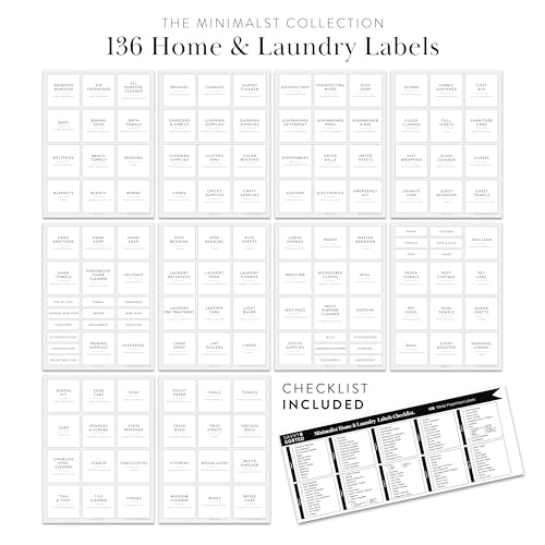 Image of 159 Minimalist Home Laundry Labels for Organizing - Linen Storage Labels, Laundry Room Labels, Cleaning Labels - Preprinted Organization Labels for Storage Bins - Organizing Laundry Labels for Jars