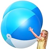 Ceenna 2 Pcs 60 Inch Giant Beach Ball Large Inflatable Pool Toy Balls Summer Swimming Toys Parties PVC Jumbo for Adults Summer Beach Pool Party Favor(Blue,Classic)
