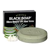 Madina African Black Soap Bar – Shea Butter, Aloe Vera, Moisturizing, Gentle Exfoliating, 100% Vegetable-Based, For All Skin Types, Face & Body Cleanser, 6 Pack (3.5 oz Each)