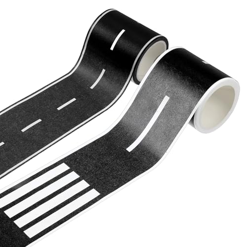 Guduling 2-Pack Race Track Tape,Black Road Tape for Toy Cars,Play Tapes Road, Race Car Tapes for Toy Cars, Easy Peel Play for Floor, Table & Walls
