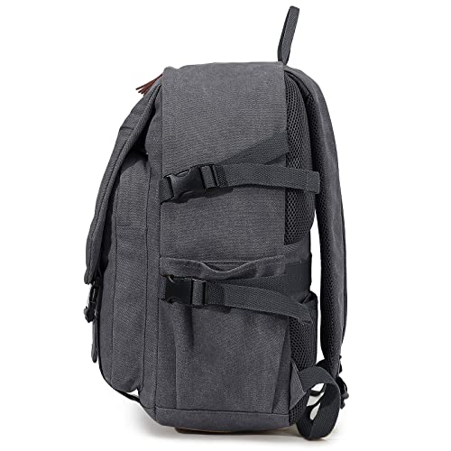 Sunborls Retro Canvas Backpack Women And Men For 15.6In College Laptop Bookbag Casual Large Capacity Travel Backpack(Grey) #TOP1