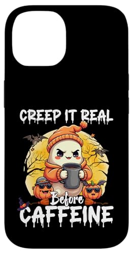 Cute Ghost Coffee Halloween Creep It Real Before Caffeine X}zP[X iPhone 14 p