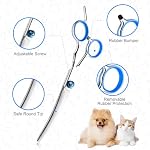 3-Piece Professional Dog Grooming Kit - Curved & Thinning Scissors with Silver Comb, Safety Round Tip Shears for Trimming Cats Dogs & Small Pets at Home - Blue