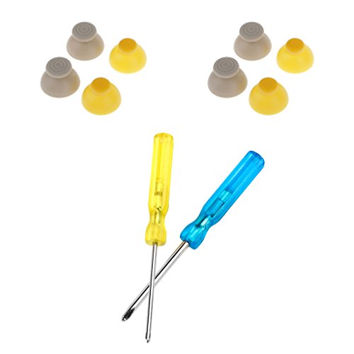 Gazechimp 4Pairs Joystick Capuchons Souple + 2 Pieces Tournevis (Jaune + Bleu ) Pour Nintendo GameCube Controller