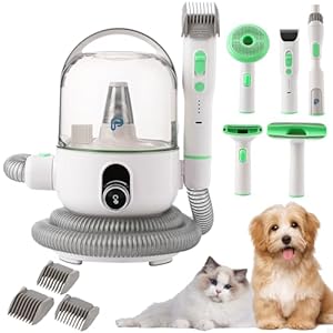 Pet Grooming Kit with 2L Vacuum Suction 99% Pet Hair, Professional Quiet Dog Grooming Vacuum Kit with 5 Grooming Tools for Dogs Cats and Other Animals