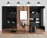 CHNYWORK 8x6ft Luxury Modern Office Backdrop Desk Bookshelf Computer CEO Work Place Virtual Office Video Conference Background Business Conversation Room Video Recording Zoom Call Photo Props