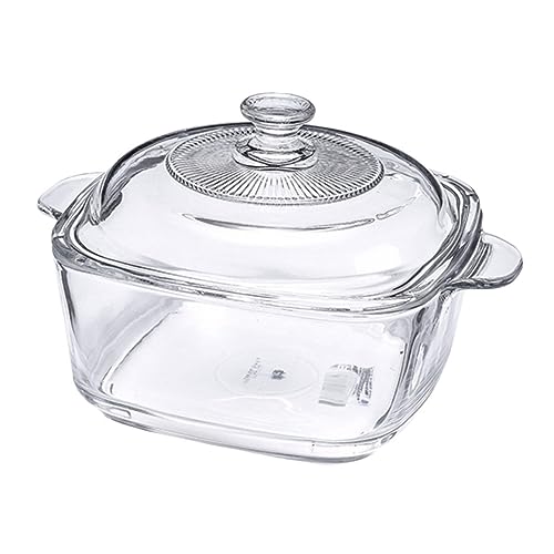 WEKADRIN Ciotola Vetro Temperato con Doppia Maniglia e Scodella per e Frigorifero Contenitore per Zuppe e Insalate