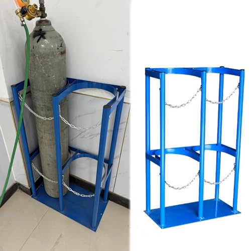GLJTUO Heavy-Duty Cylinder Gas Tank Holder 40L - Large Steel Oxygen Bottle Storage Rack with Safety Chain for Commercial Welding & Hospital Use,8-27cm-65cm wide