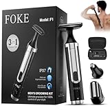 FOKE Back Shaver for Men, Ultra-Wide 1.8" T-Shaped Head, Travel Case, Mens Back Shaver Rechargeable with Long Handle, Safety Lock, IPX7, Multi-Functional Back Trimmer for Men, (Black)