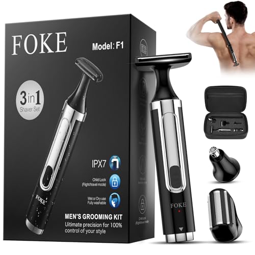 For Men, Ultra-wide 1.8" T-shaped Head, Travel Case, Mens Back Shaver Rechargeable With Long Handle, Safety Lock, Ipx7, Multi-functional Back Trimmer For Men, (black)