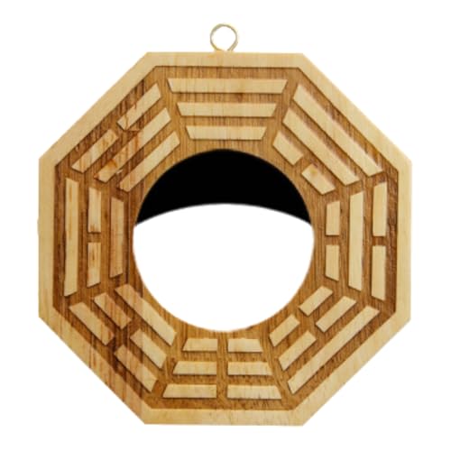PJIAQP Bagua Mirror Feng Shui Mirror 4 Inch Wooden Convex Mirror Wards Off Negative Energy