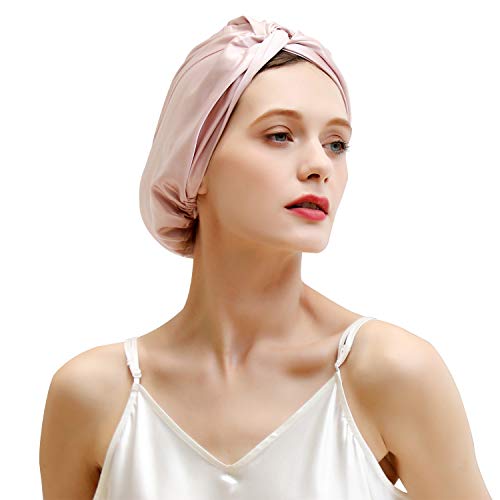ZIMASILK 22 Momme 100% czepek do spania z jedwabiu morwowego dla kobiet, pielęgnacja włosów, naturalny jedwab, chusta do spania, czepek z elastycznym trzymaniem na głowie, klasyczny plisowany (1 szt