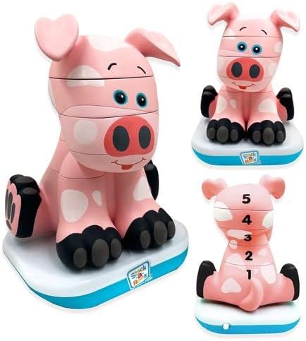Miniatura 4 de Stack-a-Roos Baby Pig por Salus Brands - Juguete apilable de animales, juguete educativo de aprendizaje temprano para bebés y niños pequeños, a