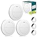 Safeliveo Detector de Humo, batería de 10 años, sin LED Intermitente, función de Silencio, con Almohadillas Adhesivas, Sonido de Alarma de 85dB, Alarma de Incendio en el hogar, 3 Piezas(Autónomo)