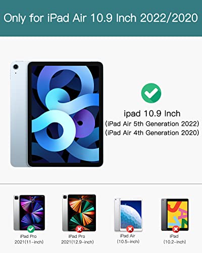 Supveco Ipad Air 5Th Generation/Ipad Air 4Th Generation Case 10.9-Inch 2022/2020, [360 Rotating Hand Strap + Kickstand] With Screen Protector Pencil Holder, Drop Protection Rugged Cover, Black #TOP1