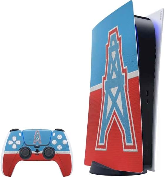 Vista 13 de Skinit Calcomanía para juegos compatible con PS5 Bundle – Diseño de logotipo grande con licencia oficial de los Houston Texans de la NFL Azul