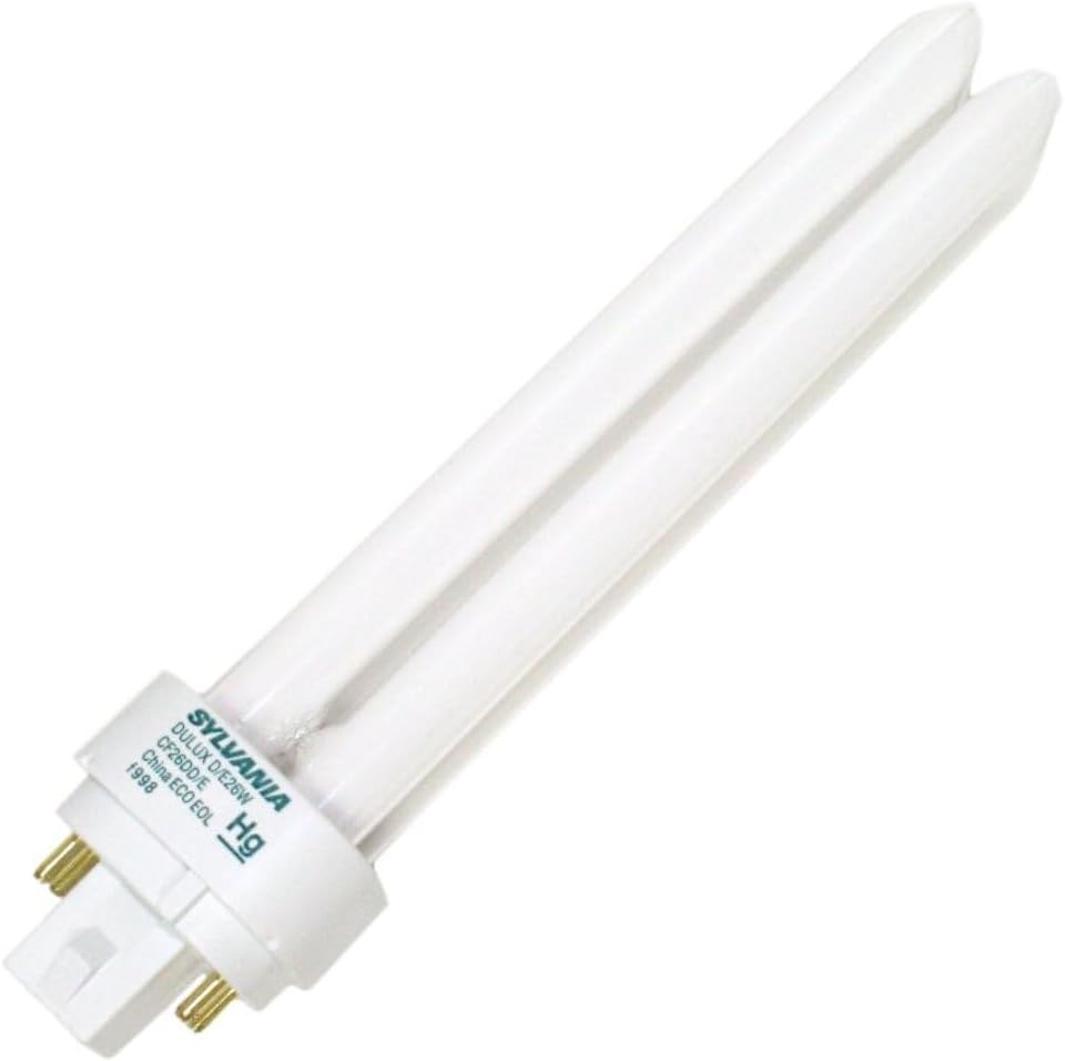 Sylvania 20669 (4-Pack) CF26DD/E/841/ECO 26-Watt Double Tube Compact Fluorescent Light Bulb, 4100K, 1710 Lumens, 82 CRI, T4 Shape, 4-Pin G24q-3 Base