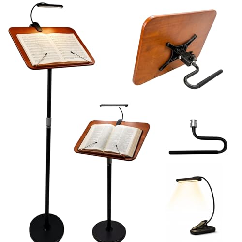 Image of blinvcra 2 in 1 Multiplel-Use Music Stand with Light, Book Holder for Reading, Height Adjustable 18