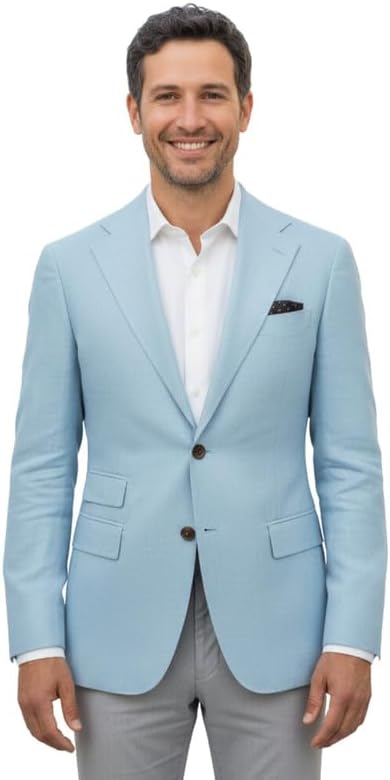Men's Suit Blazer Notched Lapel 2 Button Suit Jacket with Asymmetric Pockets Business Commute Versatile