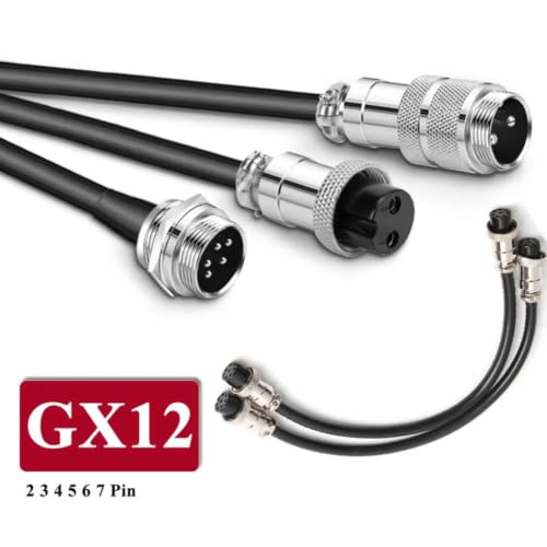 Conector GX12 M12 macho a macho de 6 pines con cable soldado de 20cm 3