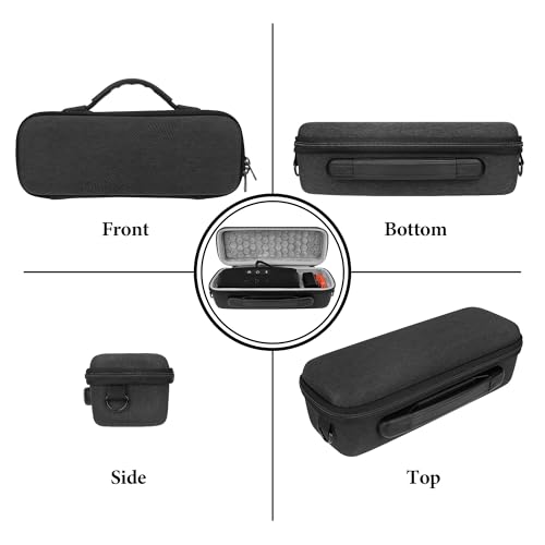 Image of Geekria Shield Speaker Case Compatible with JBL Flip 7 /6 /5 Replacement Hard Shell Portable Protective Carrying Bag with Cable Storage, Keychain Hook, Travel Shoulder Strap (Dark Grey)
