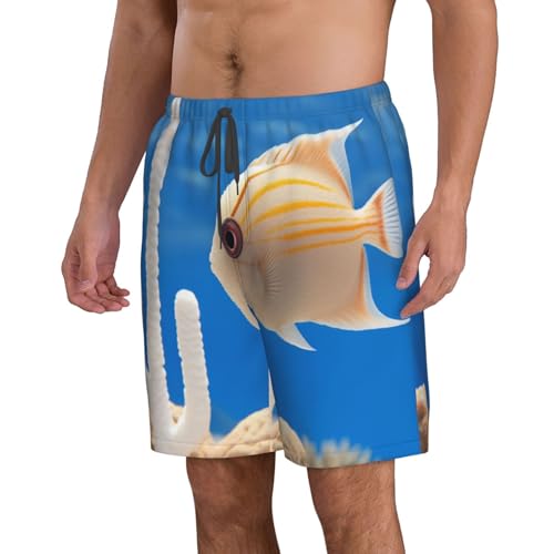 Fish and Coral Men's Beach Pants-Quick-Dry & Comfortable Mens Beach Shorts for Men, Perfect for Surfing and Everyday Wear2