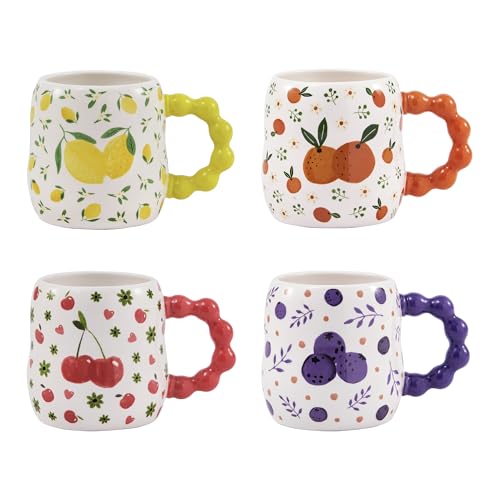 Bico Cartoon Fruit Pop Ceramic Mugs, Set of 4