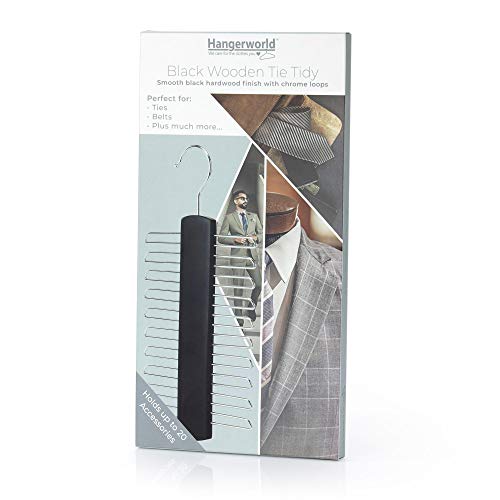 Hangerworld Black Vertical Wooden Tie Rack Hanger For Up To 20 Neck Ties Organizer For Belts, Ties, And Accessories #TOP7