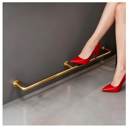 Round Pipe Bar Foot Rest Rail Kit, Stainless Steel Complete Floor Standing Bar Foot Rest - Brass Gold Rail System with Tubing, Wall Brackets, End Caps &amp; Internal Connector(Gold,L 390cm/12.8ft)