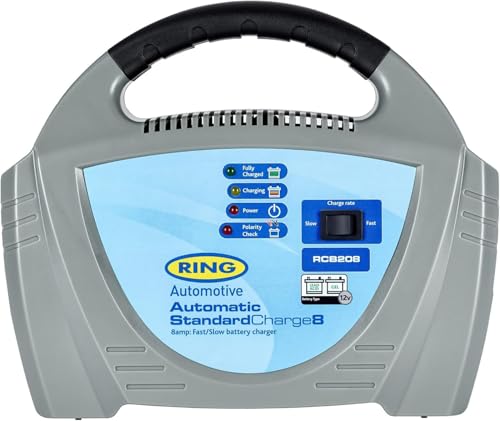RING 8A Automatic Car Battery Charger: Suitable for Vehicles up to 2.5L & Protects Against Over Charging