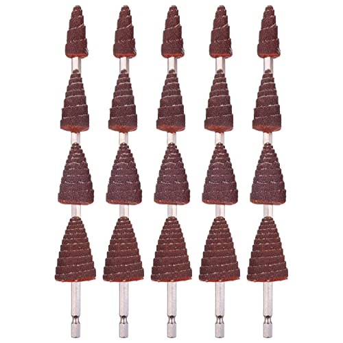 Shitime 20 Pack Flap Wheels, 1/4" Hex Shank Cone Shape Abrasive Sandpaper Aluminum Oxide For Grinding And Polishing 80 Grit #TOP5