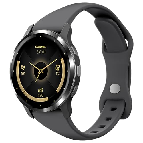 Laband 22mm Slim Silicone Watch Band Compatible with Garmin Venu 3/Venu 2/Venu 4 45mm/Vivoactive 4,Thin Soft Narrow Sport Replacement Wristband Straps for Forerunner 570 47mm/265/255/255 Music Women by Laband - Used condition - US$5.92