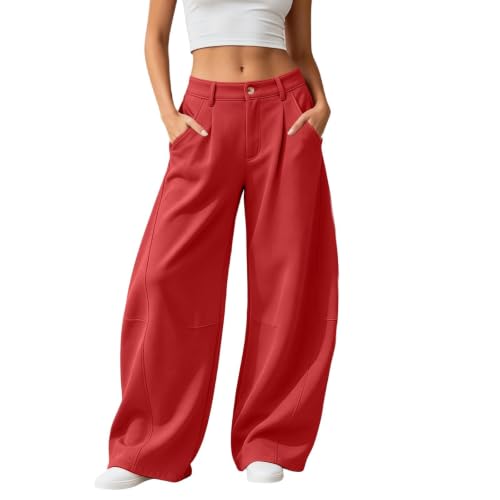 Elneeya Womens Barrel Sweatpants Baggy Elastic Waist Lounge Office Pants - image 1
