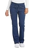 Dickies Women's Essense Mid Rise Straight Leg Drawstring Pant, Navy, L Regular