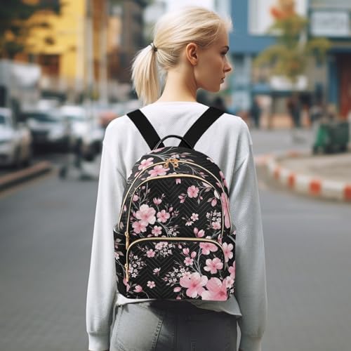Image of ALAZA Cherry Blossom Sakura Floral Mini Backpack Purse for Women Travel Bag Fashion Daypack Back Pack Shoulder Bag