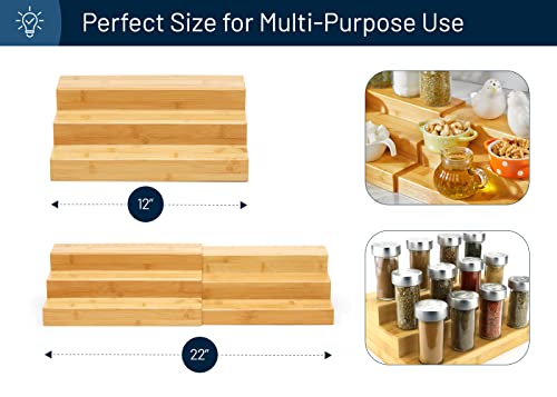 Royalhouse Bamboo Expandable Spice Rack Organizer, 3-Tier Adjustable Kitchen Cabinet, Countertop Display Shelf, Space Organizer For Kitchen And Bathroom #TOP1
